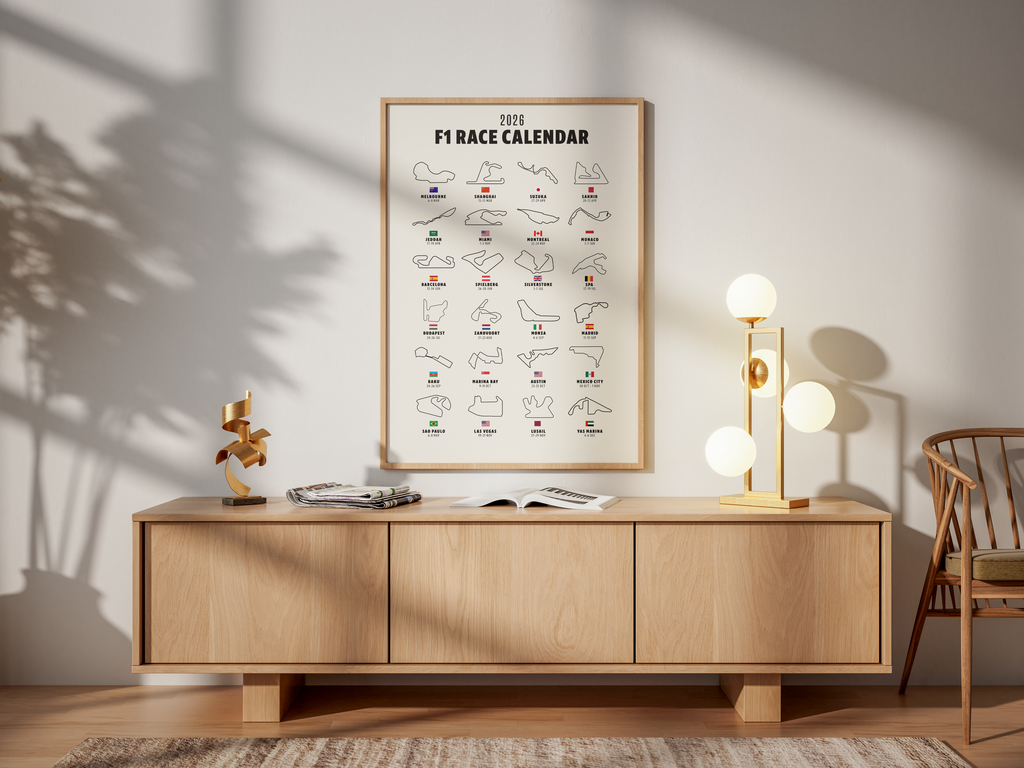 F1 2026 Calendar Print | Formula One Grand Prix Schedule