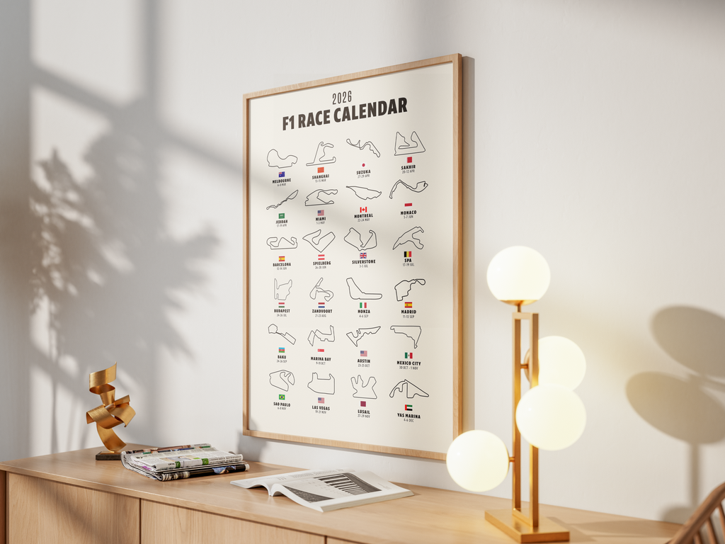 F1 2026 Calendar Print | Formula One Grand Prix Schedule