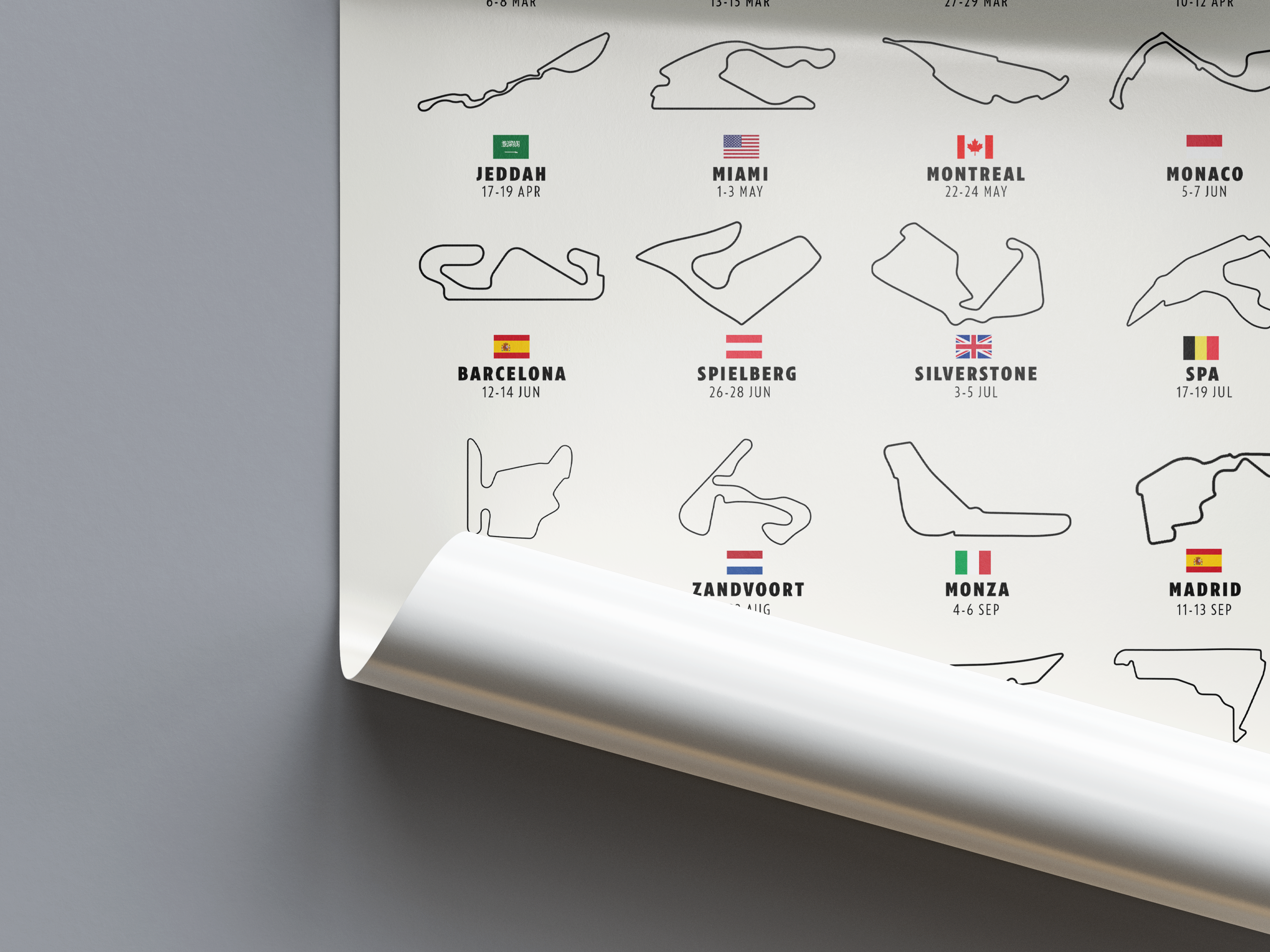 F1 2026 Calendar Print | Formula One Grand Prix Schedule