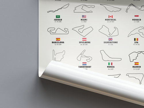 F1 2026 Calendar Print | Formula One Grand Prix Schedule