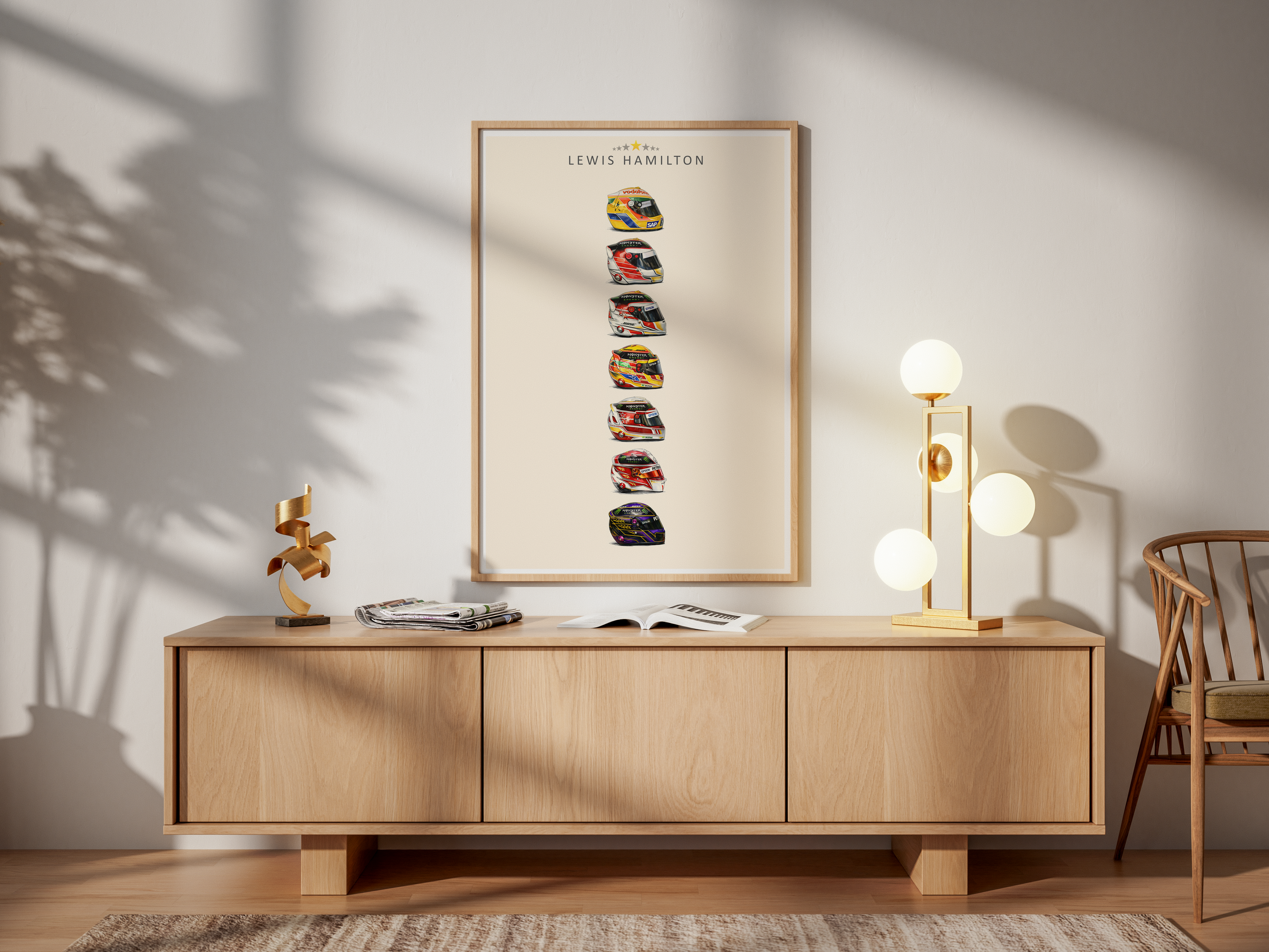 Lewis Hamilton World Championship Helmets Art Print Poster Motorsport Wall Art Decor A3/A4