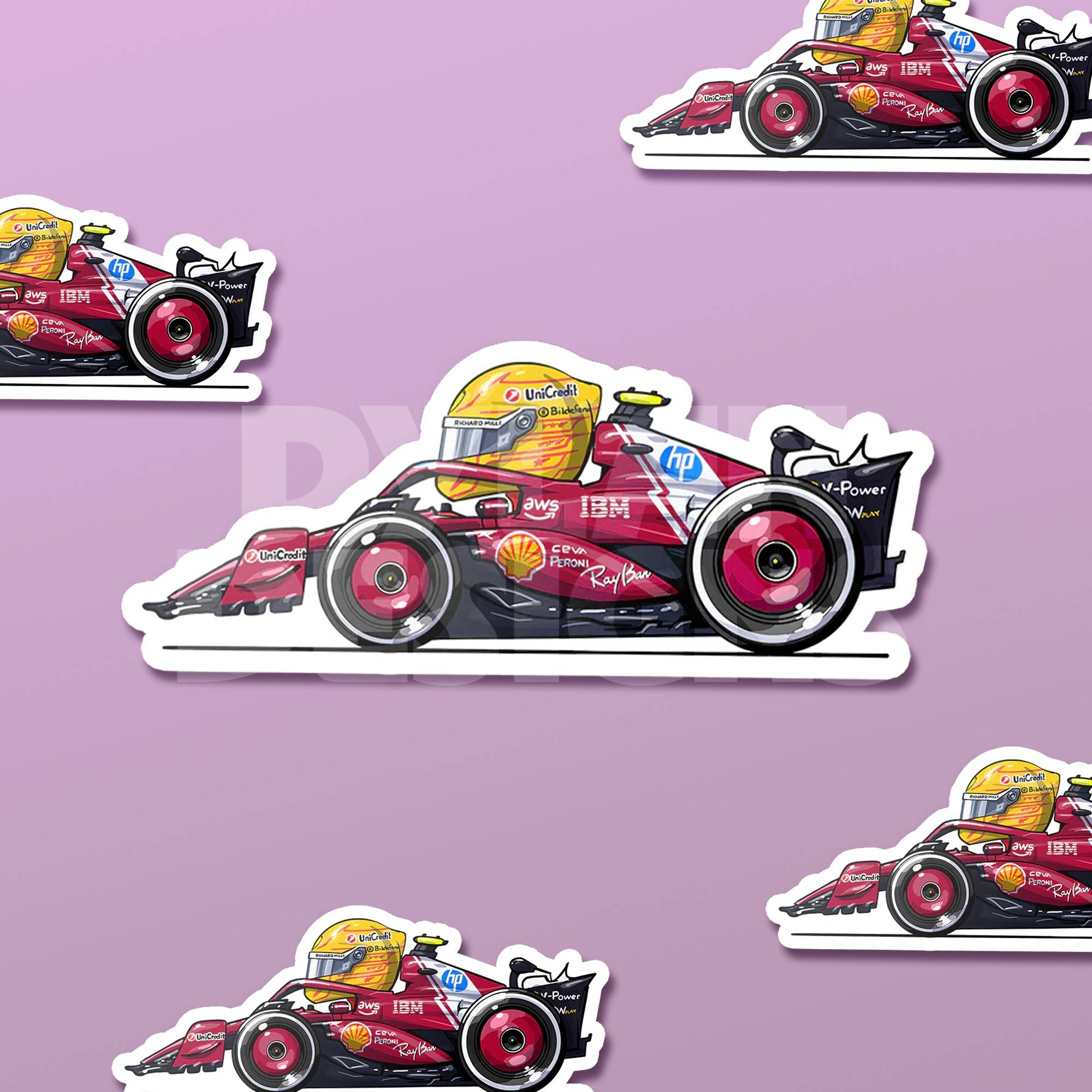 Lewis Hamilton Mini Helmet and Car Formula One Stickers