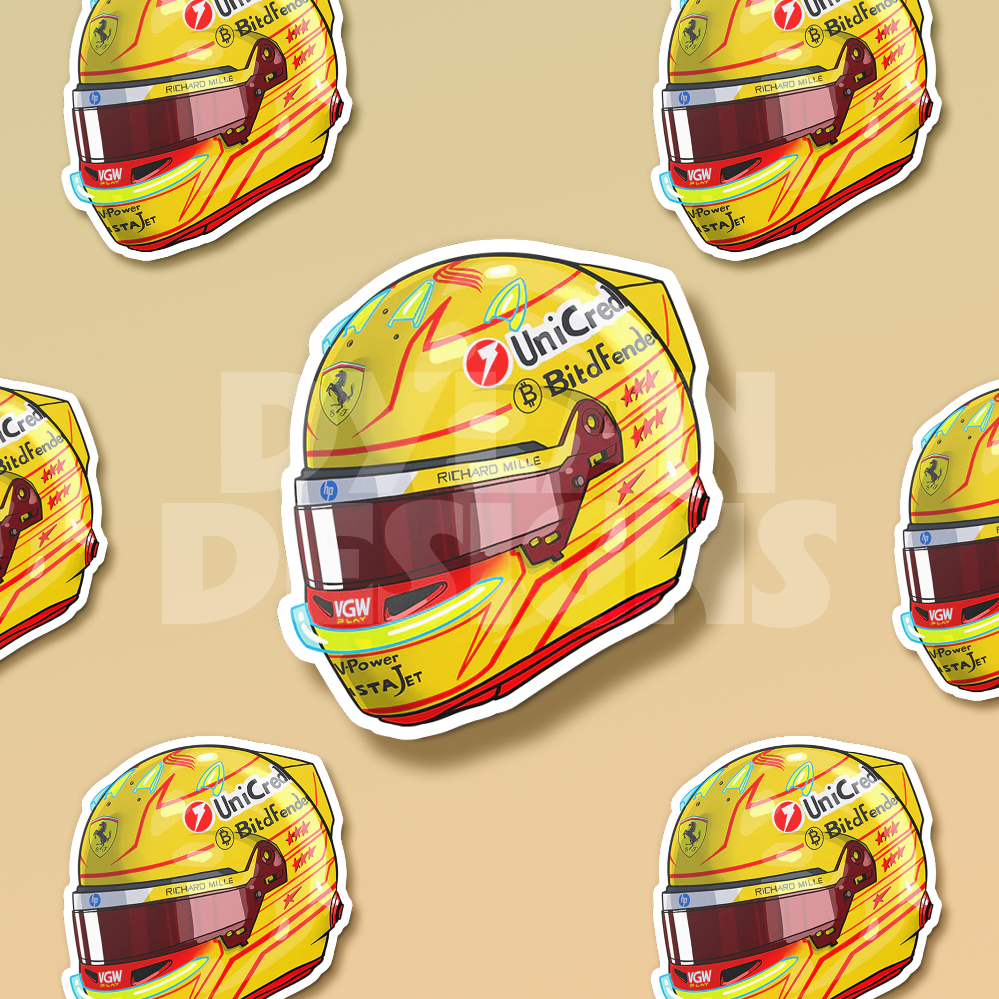 Lewis Hamilton Mini Helmet and Car Formula One Stickers